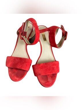 Louise et Cie Red Suede Ankle-Strap Heels